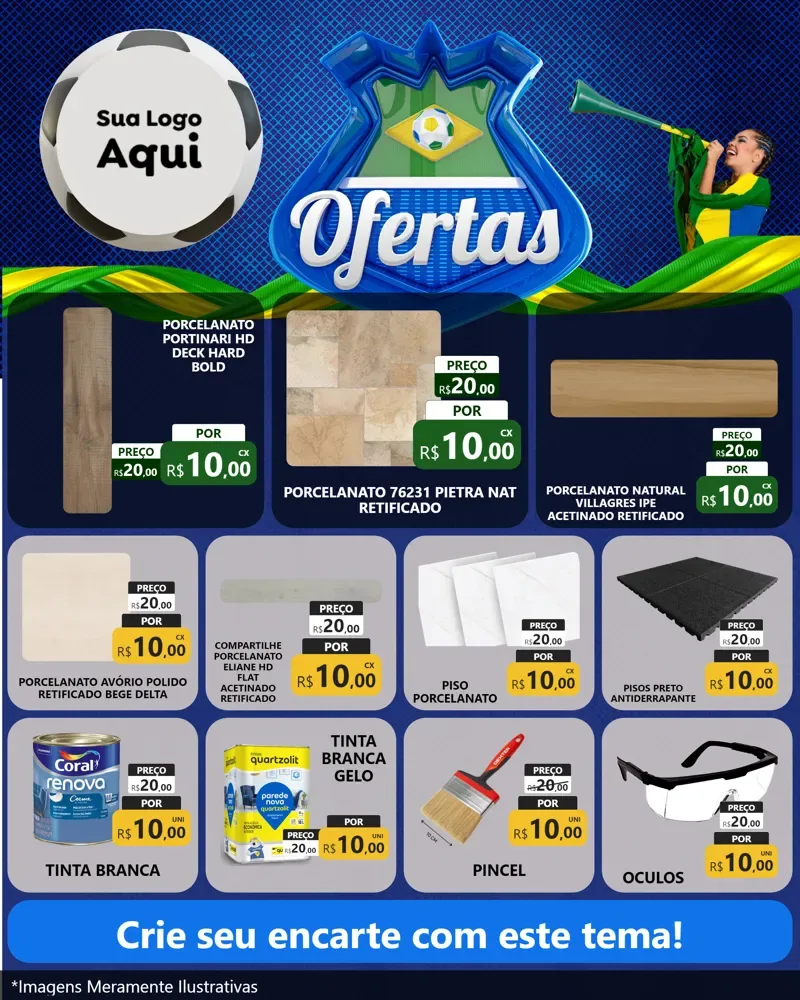 Modelo de Rede Social para Feed Instagram com o tema Ofertas (Futebol) para Pisos e revestimentos
