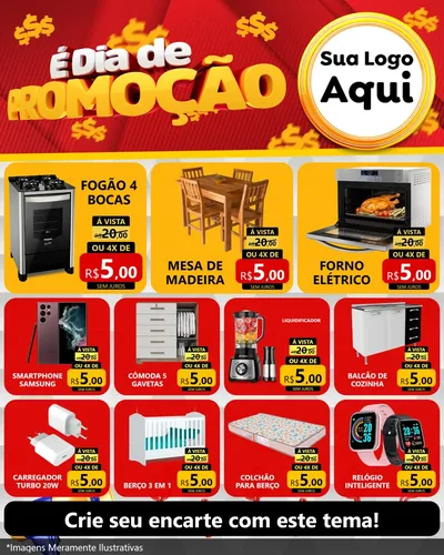 Modelo de Rede Social para Feed Instagram com o tema É Dia De Promoção para Móveis e Eletro