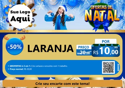 Modelo de Cartaz para Cartaz A4 Horizontal com o tema Ofertas de Natal para Hortifrúti