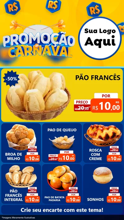 Modelo de Rede Social para Stories com o tema Promoção de Carnaval para Padaria