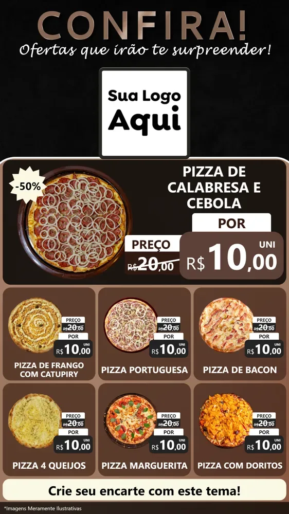 Modelo de Rede Social para Stories com o tema Confira! Ofertas que irão te surpreender! para Pizzaria