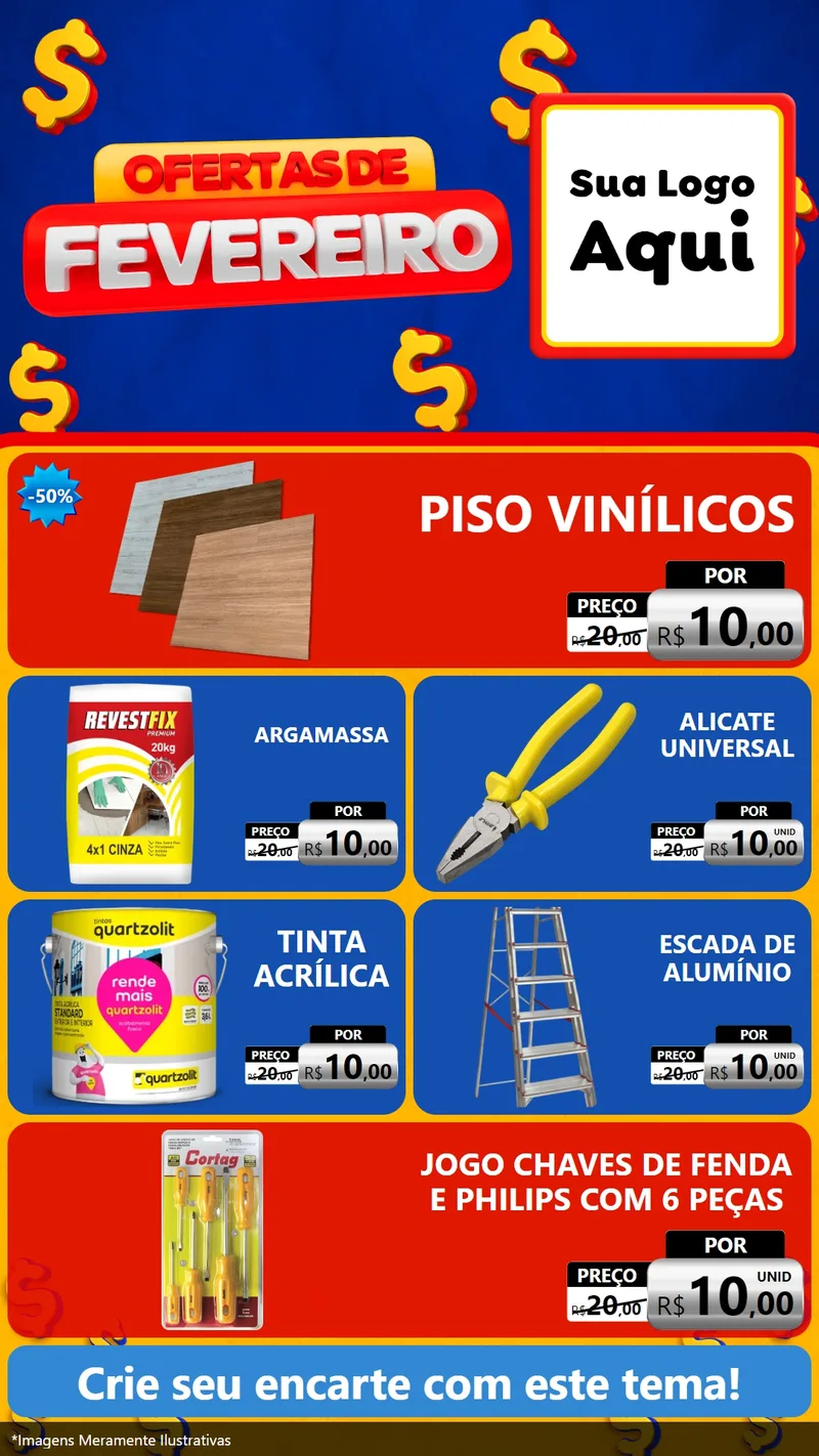 Modelo de TV para TV Vertical com o tema Ofertas de Fevereiro para Material para Construção