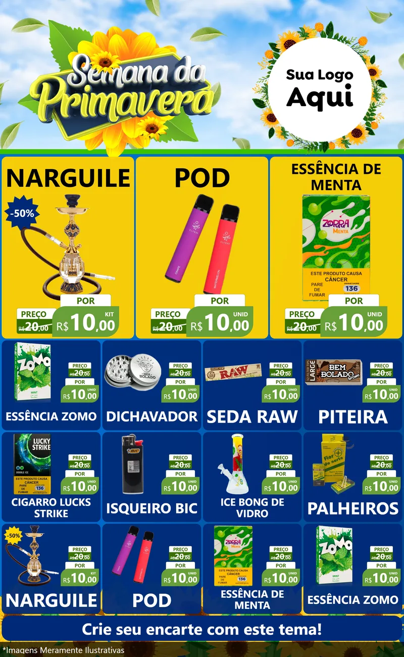 Modelo de Encarte para Encarte Grande com o tema Semana da Primavera para Tabacaria