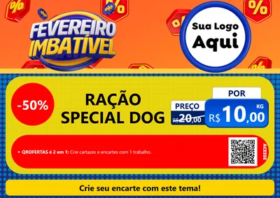 Modelo de Cartaz para Cartaz A4 Horizontal com o tema Fevereiro Imbatível para Pet Shop
