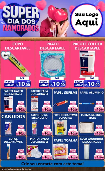 Modelo de Encarte para Encarte Grande com o tema Super Dia dos Namorados para Embalagens