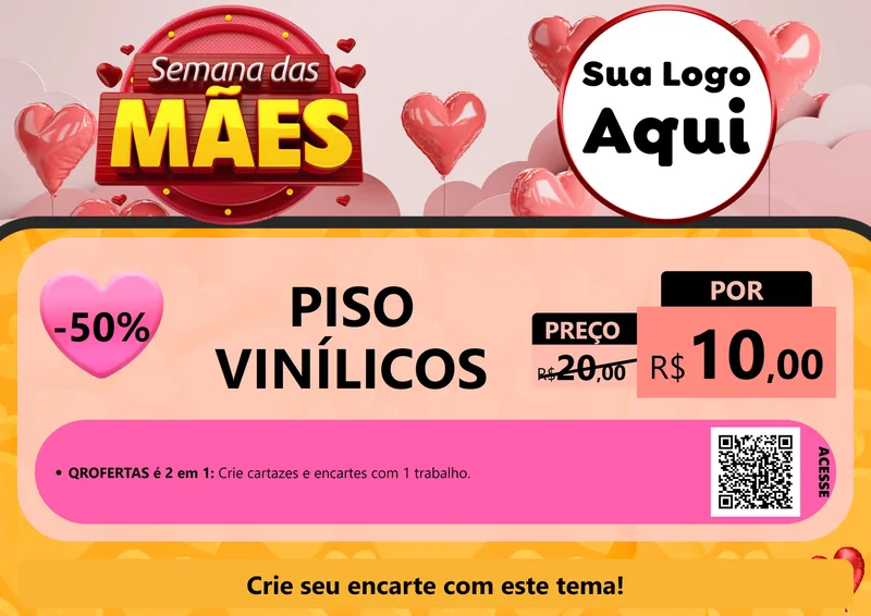Modelo de Cartaz para Cartaz A4 Horizontal com o tema Semana das Mães para Material para Construção