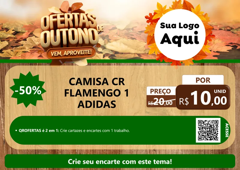 Modelo de Cartaz para Cartaz A4 Horizontal com o tema Ofertas de Outono - Vem, Aproveite! para Roupas e acessórios