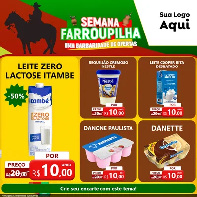 Modelo de Rede Social para Feed Facebook com o tema Semana Farroupilha - Uma Barbaridade de Ofertas para Frios e Laticínios