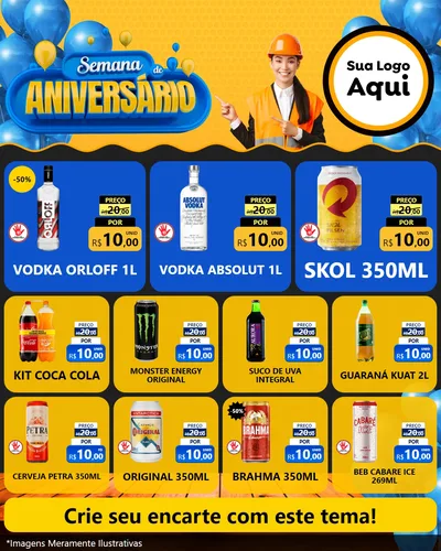 Modelo de Rede Social para Feed Instagram com o tema Semana de Aniversário para Distribuidora de bebidas