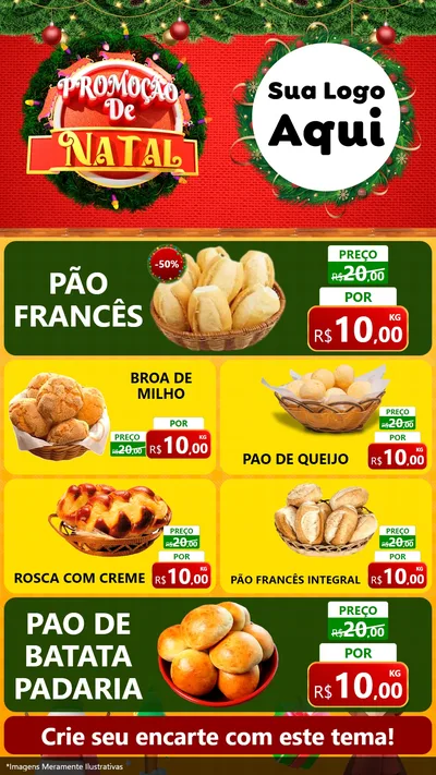 Modelo de TV para TV Vertical com o tema Promoção de Natal para Padaria