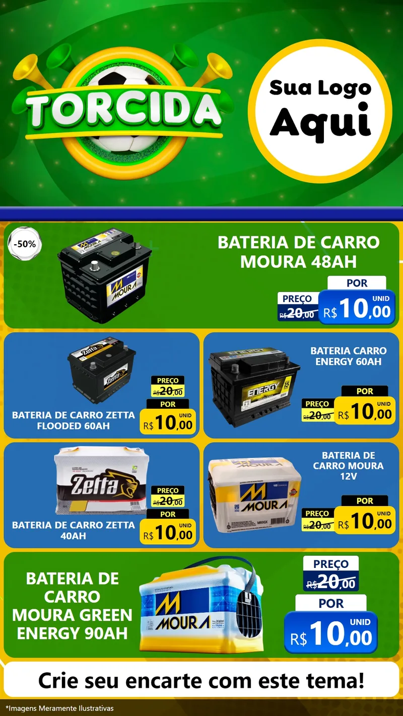 Modelo de TV para TV Vertical com o tema Torcida para Baterias Elétricas
