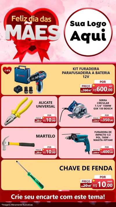 Modelo de TV para TV Vertical com o tema Feliz Dia Das Mães para Maquinas e Ferramentas