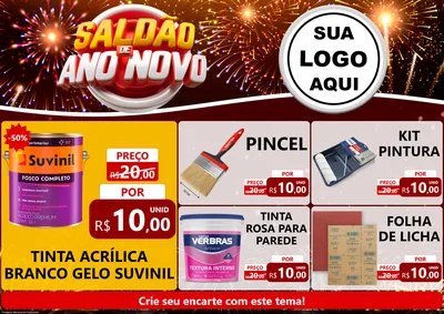 Modelo de Encarte para Encarte A4 Horizontal com o tema Saldão de Ano Novo para Tintas e Ferramentas