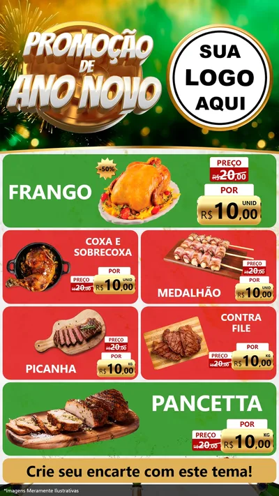 Modelo de TV para TV Vertical com o tema Promoção de Ano Novo para Assados