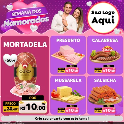 Modelo de Rede Social para Feed Facebook com o tema Semana dos Namorados para Frios e Laticínios
