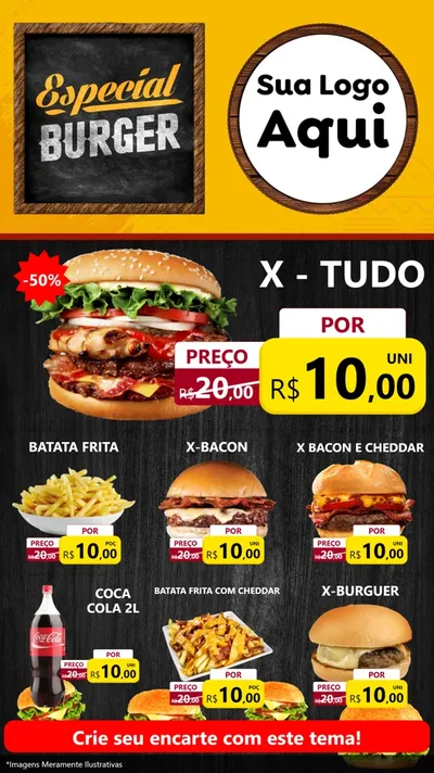Modelo de Rede Social para Stories com o tema Especial Hambúrguer para Hamburgueria