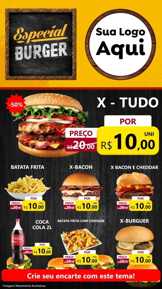 Modelo de Rede Social para Stories com o tema Especial Hambúrguer para Hamburgueria