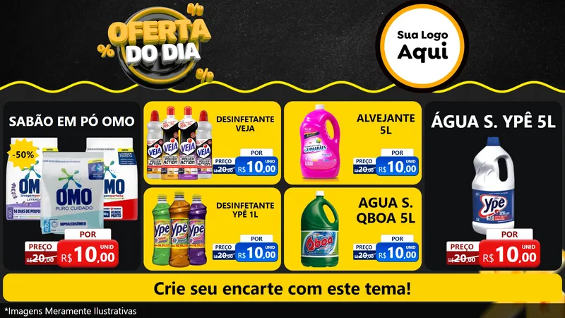 Modelo de TV para TV Horizontal com o tema Oferta Do Dia para Produtos de Limpeza