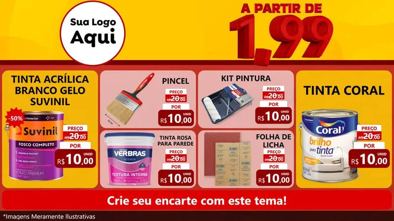 Modelo de TV para TV Horizontal com o tema A Partir de Um e Noventa e Nove - 1,99 para Tintas e Ferramentas