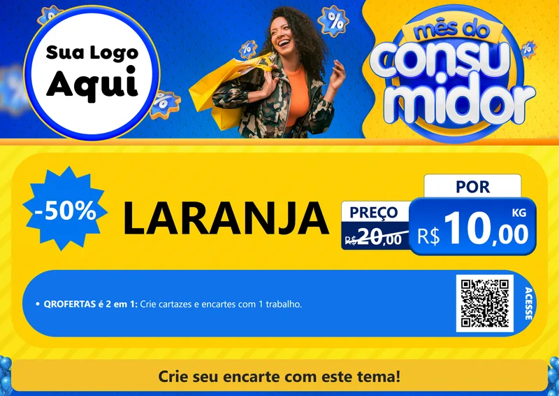 Modelo de Cartaz para Cartaz A4 Horizontal com o tema Mês do Consumidor para Hortifrúti