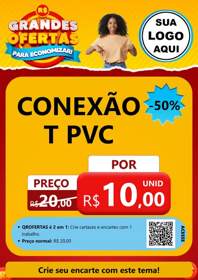 Modelo de Cartaz para Cartaz A4 Vertical com o tema Grandes Ofertas Para Economizar! para Tubos e conexões