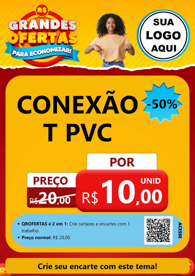 Modelo de Cartaz para Cartaz A4 Vertical com o tema Grandes Ofertas Para Economizar! para Tubos e conexões