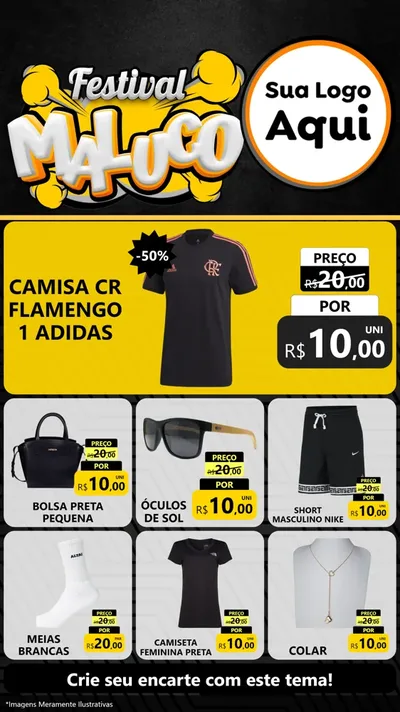 Modelo de Rede Social para Stories com o tema Festival Maluco para Roupas e acessórios