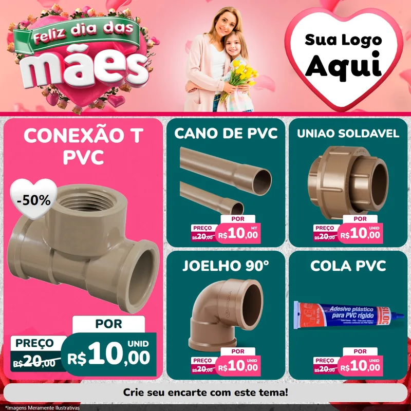 Modelo de Rede Social para Feed Facebook com o tema Feliz Dia das Mães para Tubos e conexões