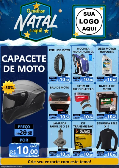 Modelo de Encarte para Encarte A4 Vertical com o tema O Melhor Natal É Aqui! para Moto peças