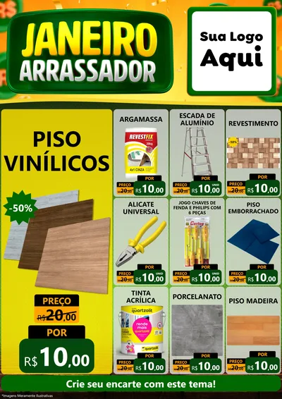 Modelo de Encarte para Encarte A4 Vertical com o tema Janeiro Arrasador para Material para Construção