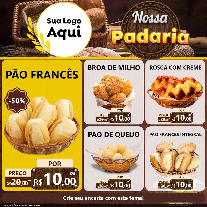 Modelo de Rede Social para Feed Facebook com o tema Nossa Padaria para Padaria