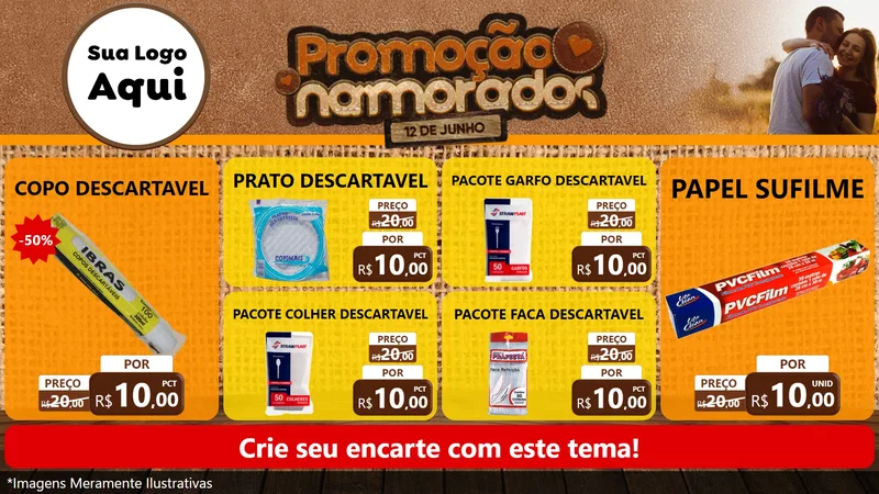 Modelo de TV para TV Horizontal com o tema Promoção Namorados para Embalagens