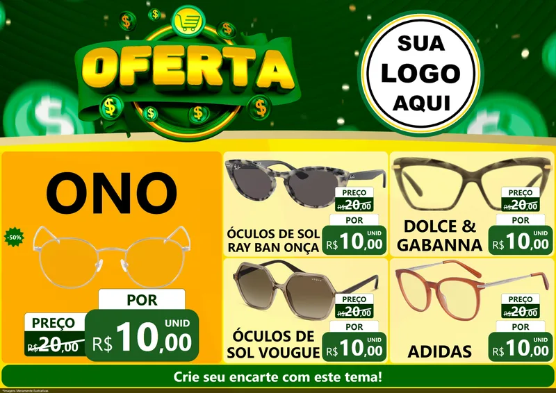 Modelo de Encarte para Encarte A4 Horizontal com o tema Oferta para Óticas