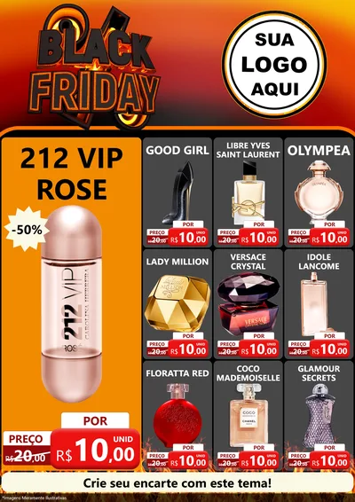 Modelo de Encarte para Encarte A4 Vertical com o tema Black Friday para Perfumes