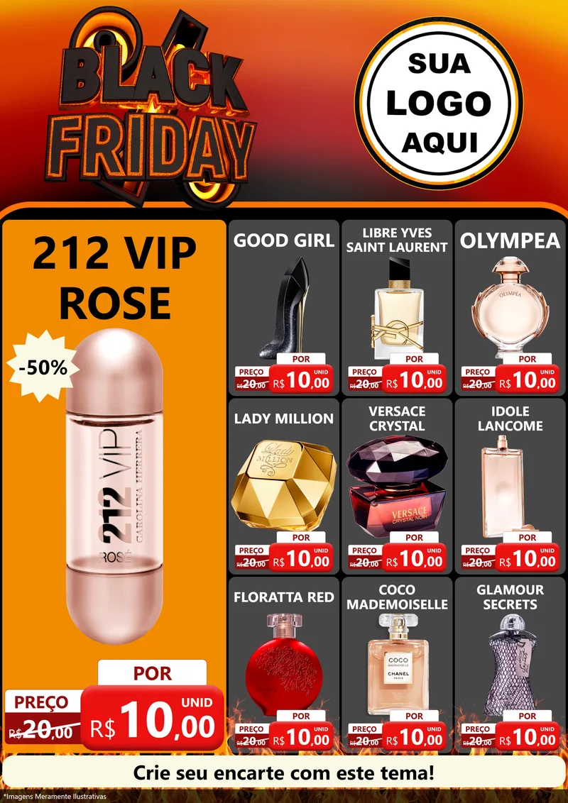 Modelo de Encarte para Encarte A4 Vertical com o tema Black Friday para Perfumes