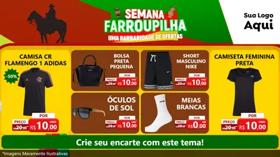 Modelo de TV para TV Horizontal com o tema Semana Farroupilha - Uma Barbaridade de Ofertas para Roupas e acessórios