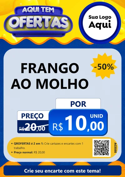 Modelo de Cartaz para Cartaz A4 Vertical com o tema Aqui Tem Ofertas para Restaurante