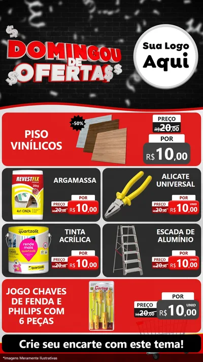 Modelo de TV para TV Vertical com o tema Domingou de Ofertas para Material para Construção