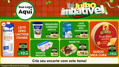 Modelo de TV para TV Horizontal com o tema Julho Imbatível para Frios e Laticínios