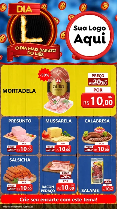 Modelo de Rede Social para Stories com o tema Dia L - O Dia Mais Barato Do Mês para Frios e Laticínios