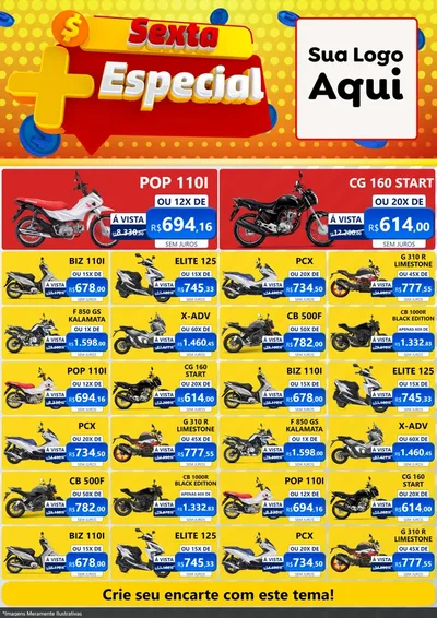 Modelo de Encarte para Encarte A4 Vertical com o tema Sexta Mais Especial para Concessionaria de Motos