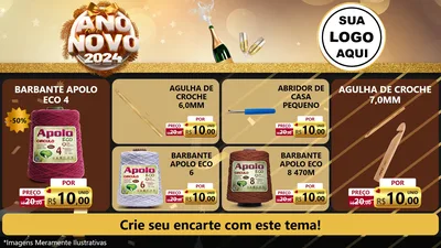 Modelo de TV para TV Horizontal com o tema Feliz Ano Novo 2027 para Armarinho e Aviamentos