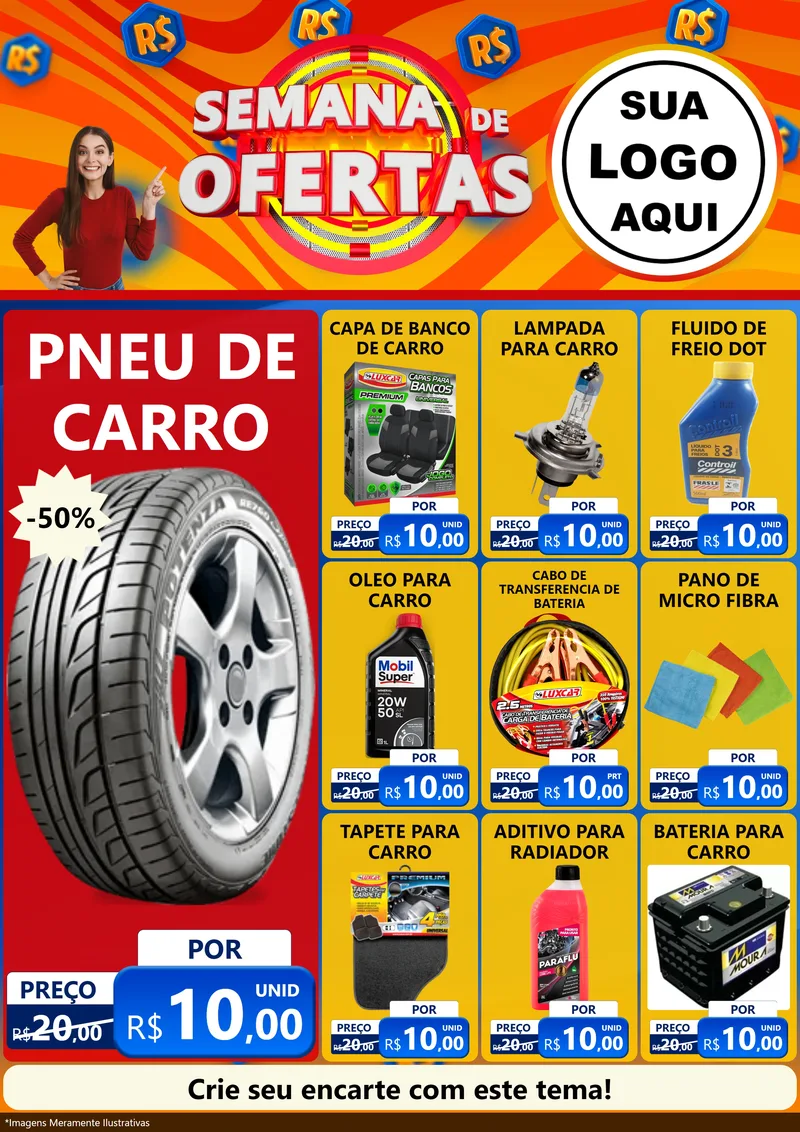 Modelo de Encarte para Encarte A4 Vertical com o tema Semana de Ofertas para Auto peças