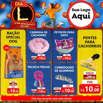Modelo de Rede Social para Feed Facebook com o tema Dia L - O Dia Mais Barato Do Mês para Pet Shop