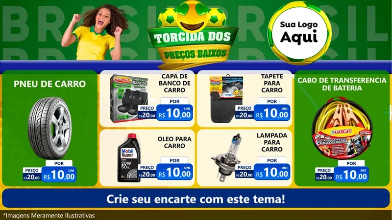 Modelo de TV para TV Horizontal com o tema Torcida dos Preços Baixos - Copa para Auto peças