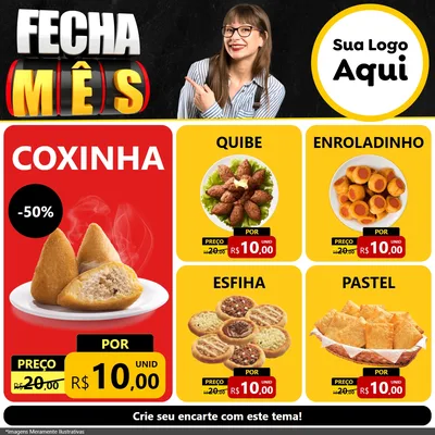 Modelo de Rede Social para Feed Facebook com o tema Fecha Mês para Salgadaria