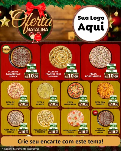 Modelo de Rede Social para Feed Instagram com o tema Ofertas Natalina para Pizzaria