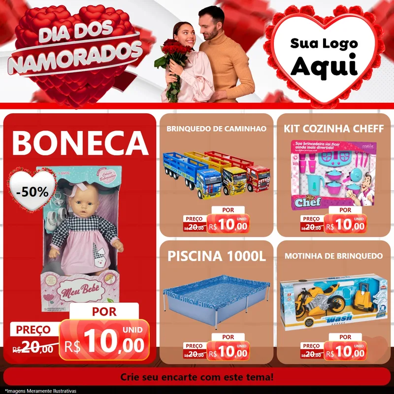 Modelo de Rede Social para Feed Facebook com o tema Dia dos Namorados para Brinquedos