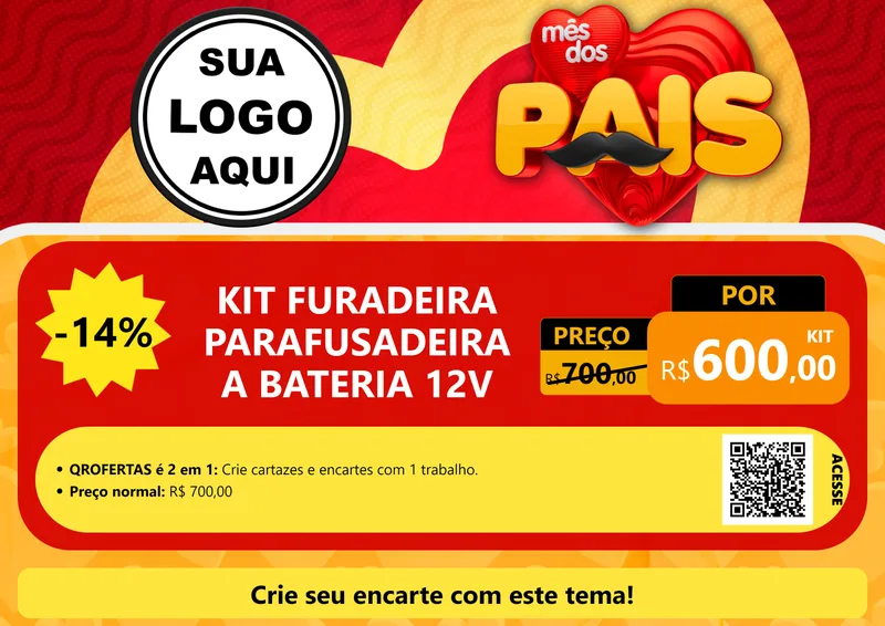 Modelo de Cartaz para Cartaz A4 Horizontal com o tema Mês Dos Pais para Maquinas e Ferramentas