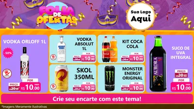 Modelo de TV para TV Horizontal com o tema Folia de Ofertas para Distribuidora de bebidas